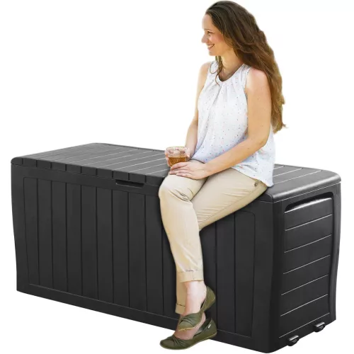Kerti tároló láda, antracit, 270 liter, vízzálló