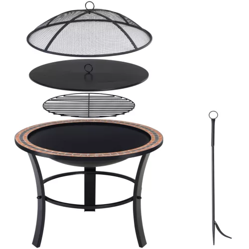 Tűztál, mozaikos acél, Fuoco stílus, 76 cm átmérő