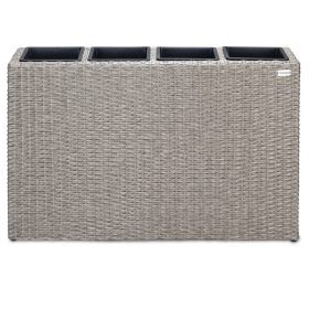 Virágtartó, polyrattan, krém, 27x95x60 cm