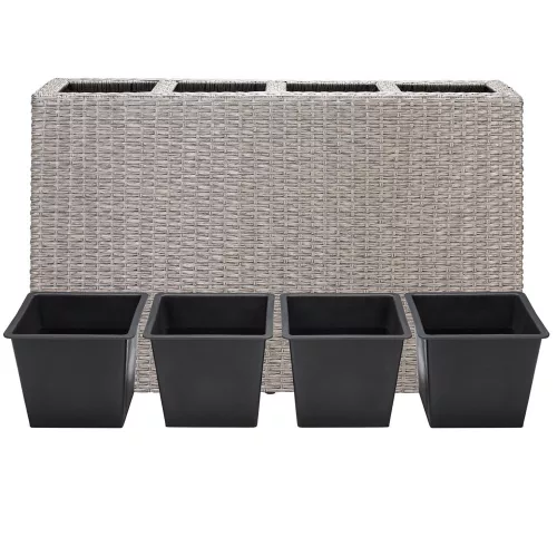 Virágtartó, polyrattan, krém, 27x95x60 cm