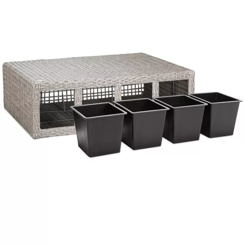 Virágtartó, polyrattan, krém, 27x95x60 cm