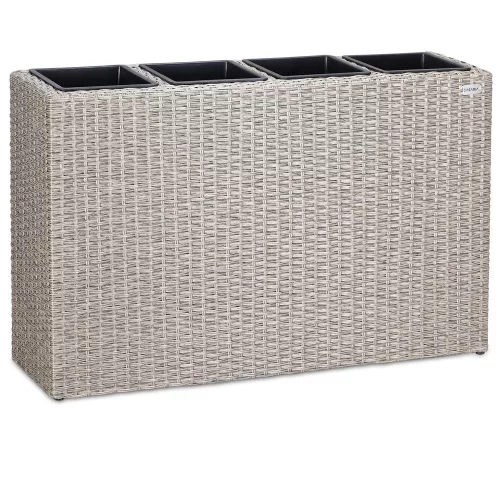 Virágtartó, polyrattan, krém, 27x95x60 cm