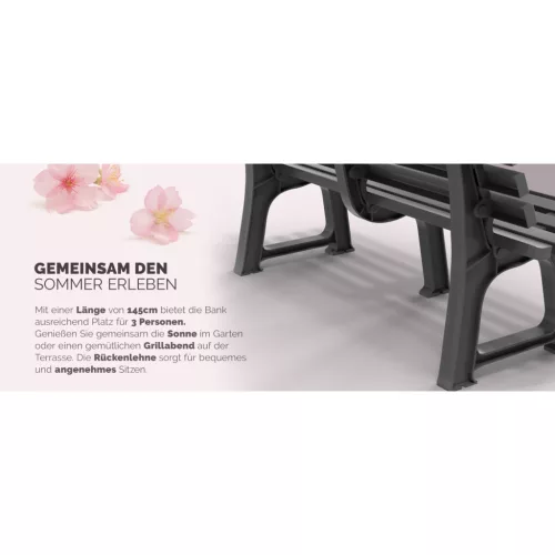 Kerti pad, antracit, Orchidea, 145 x 49 x 74 cm