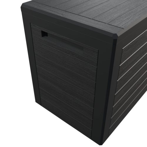 Kerti tároló láda, 190 liter, antracit, fa hatású, vízzáró, zárható