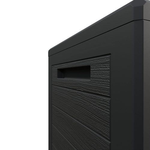 Kerti tároló láda, 190 liter, antracit, fa hatású, vízzáró, zárható