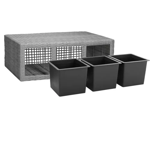 Virágtartó, polyrattan, szürke, 83 x 30