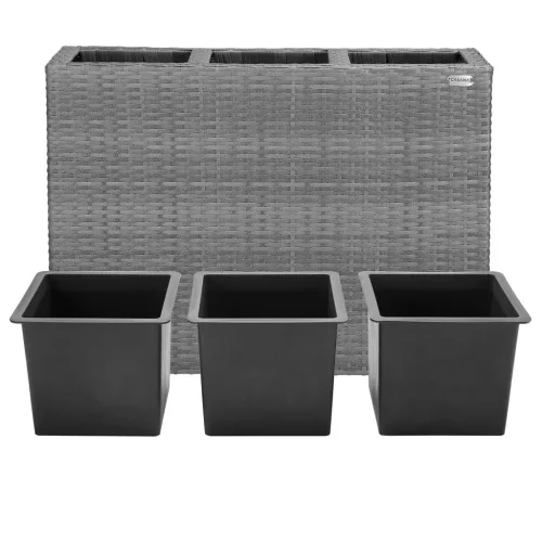 Virágtartó, polyrattan, szürke, 83 x 30