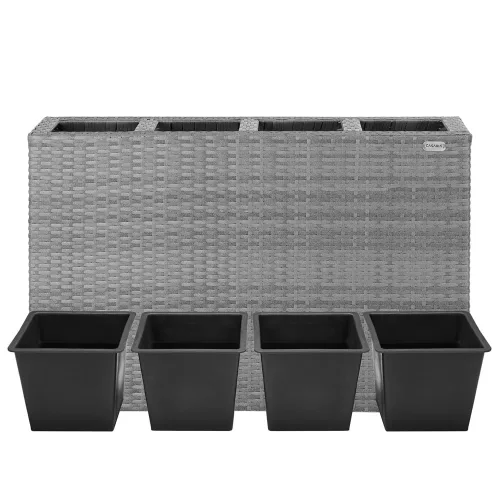Virágtartó, polyrattan, szürke, 95 x 27
