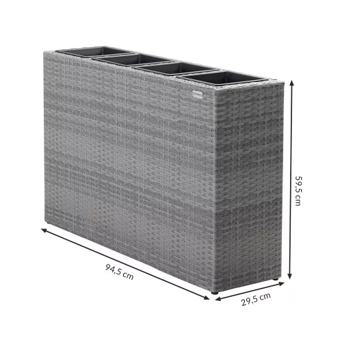 Virágtartó, polyrattan, szürke, 95 x 27
