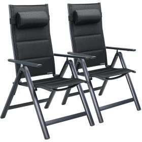   Magas háttámlájú, összecsukható kerti szék, szürke, 2 db