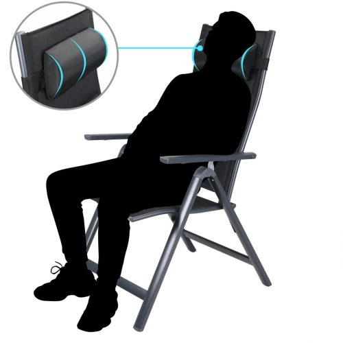 Magas háttámlájú, összecsukható kerti szék, szürke, 2 db