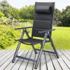 Magas háttámlájú, összecsukható kerti szék, szürke, 2 db