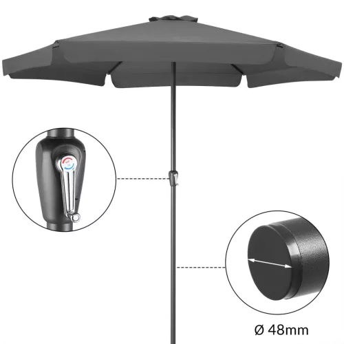 Napernyő, 330 cm, UV védelem 80+, antracit színű