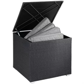 Kerti tároló láda, polyrattan, fekete, 318 liter, vízzálló