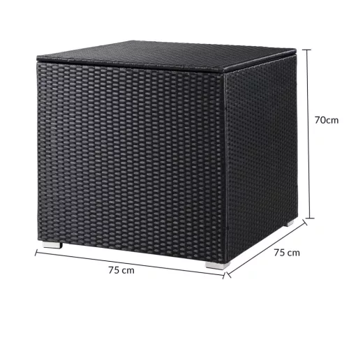 Kerti tároló láda, polyrattan, fekete, 318 liter, vízzálló