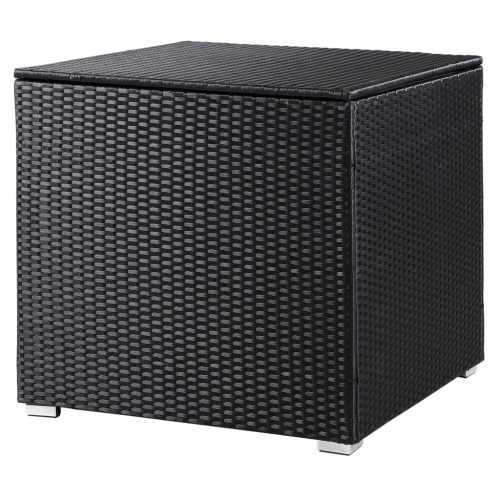 Kerti tároló láda, polyrattan, fekete, 318 liter, vízzálló