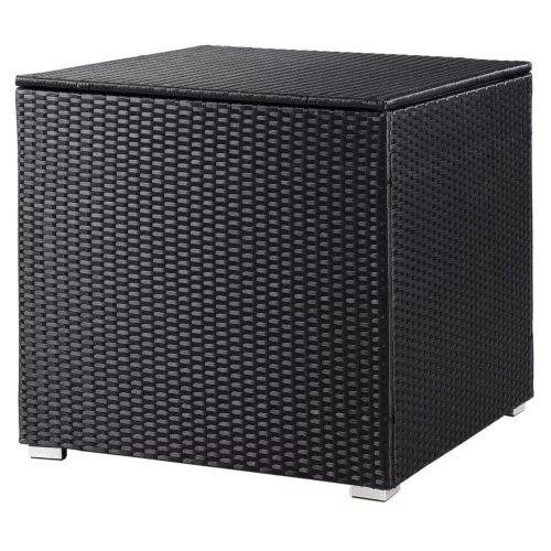 Kerti tároló láda, polyrattan, fekete, 318 liter, vízzálló