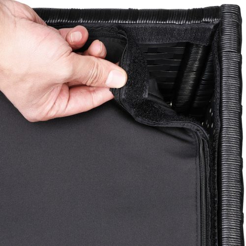 Kerti tároló láda, polyrattan, fekete, 318 liter, vízzálló