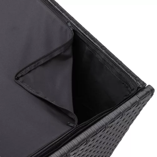 Kerti tároló láda, polyrattan, fekete, 318 liter, vízzálló