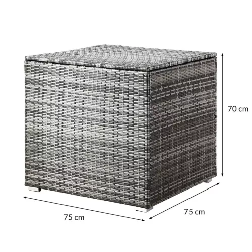 Kerti tároló láda, polyrattan, szürke, 318 liter, vízzáró, belső burkolattal