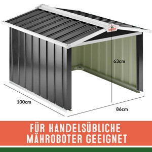 Robotfűnyíró garázs, antracit, fém, 86 x 100 x 63 cm
