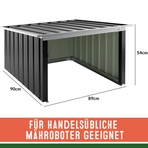 Robotfűnyíró garázs, antracit fém, 89 x 90 x 54 cm