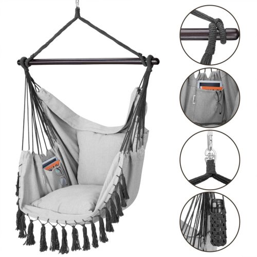 Függőszék, világosszürke, 170 x 100 x 150 cm