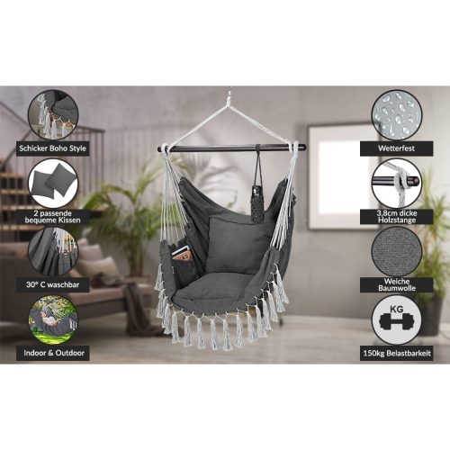 Függőszék, antracit, 170 x 100 x 150 cm