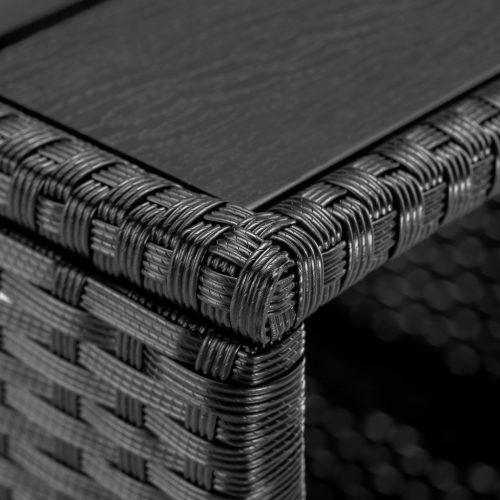 Kerti kisasztal, polyrattan, fekete, 45 x 45 x 40 cm