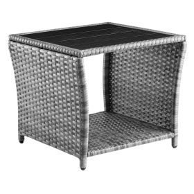Kerti kisasztal, polyrattan, szürke, 45 x 45 x 40 cm