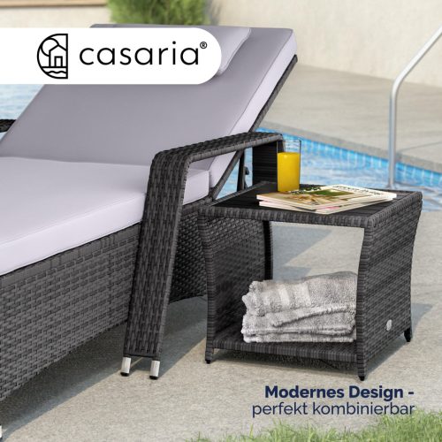 Kerti kisasztal, polyrattan, szürke, 45 x 45 x 40 cm