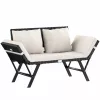 Kerti pad, polyrattan, feketekrém, 176 x 56 x 81 cm,