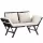 Kerti pad, polyrattan, feketekrém, 176 x 56 x 81 cm,