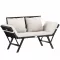 Kerti pad, polyrattan, feketekrém, 176 x 56 x 81 cm,