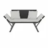 Kerti pad, polyrattan, feketekrém, 176 x 56 x 81 cm,