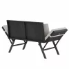 Kerti pad, polyrattan, feketekrém, 176 x 56 x 81 cm,