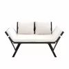 Kerti pad, polyrattan, feketekrém, 176 x 56 x 81 cm,