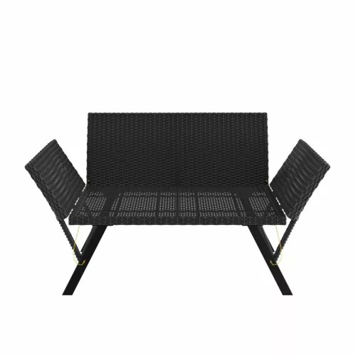 Kerti pad, polyrattan, feketekrém, 176 x 56 x 81 cm,