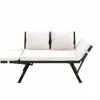 Kerti pad, polyrattan, feketekrém, 176 x 56 x 81 cm,
