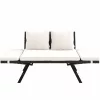 Kerti pad, polyrattan, feketekrém, 176 x 56 x 81 cm,