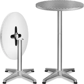 Összecsukható állóasztal, alumínium, ezüst, 60 cm
