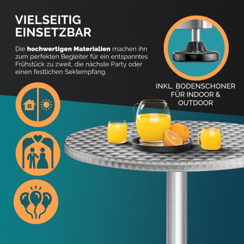 Állítható állóasztal, alumínium, ezüst, 60 cm