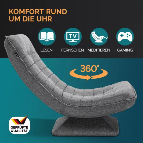 Relaxációs fotel, szövet, szürke