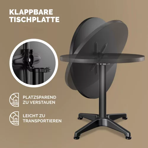 2 db állóasztal, összecsukható, alumínium, fekete, 60 cm, 70115 cm
