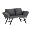 Kerti pad, polyrattan, kültéri, szürke, 176 x 56 x 81 cm