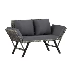 Kerti pad, polyrattan, kültéri, szürke, 176 x 56 x 81 cm