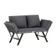 Kerti pad, polyrattan, kültéri, szürke, 176 x 56 x 81 cm