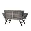 Kerti pad, polyrattan, kültéri, szürke, 176 x 56 x 81 cm