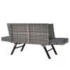 Kerti pad, polyrattan, kültéri, szürke, 176 x 56 x 81 cm