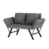 Kerti pad, polyrattan, kültéri, szürke, 176 x 56 x 81 cm